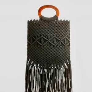 Free People Danielle Nicole Black Macrame Fringe Bag 🖤